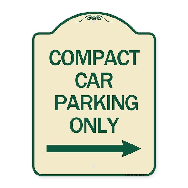Signmission Compact Car Parking W/ Right Arrow Heavy-Gauge Aluminum Architectural Sign, 24" x 18", TG-1824-24251 A-DES-TG-1824-24251 - main